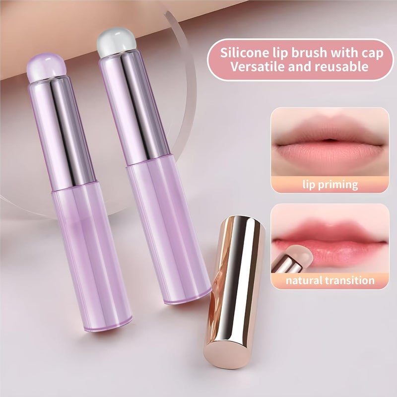 LeMeeOly 2pcs Silicone Lip Brush, Suitable for Even Application of Lipstick Lip Balm Lip Gloss, Soft Silicone Material, Hygienic, Convenient and Easy to Clean, Enhances Lip Care (Purple) - Image 2